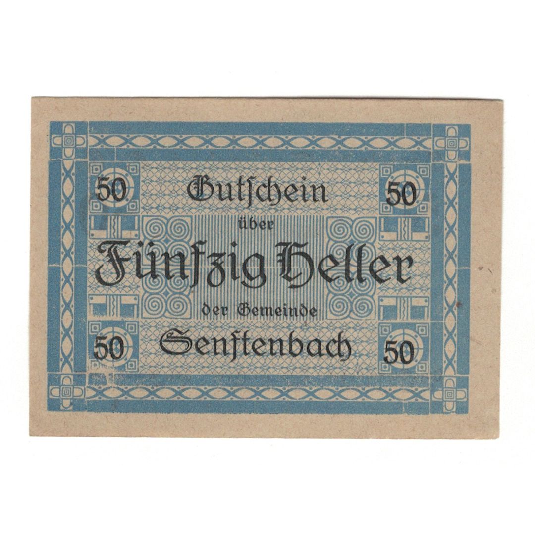 Nota, Áustria, Senftenbach O.Ö. Gemeinde, 50 Heller, texte 1, 1920