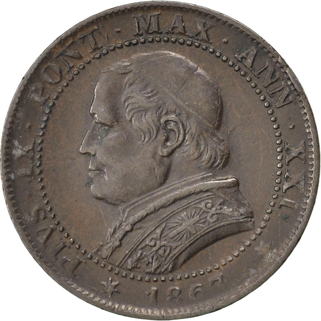 États italiens, PAPAL STATES, Pius IX, Soldo, 5 Centesimi, 1867, Rome, Cuivre