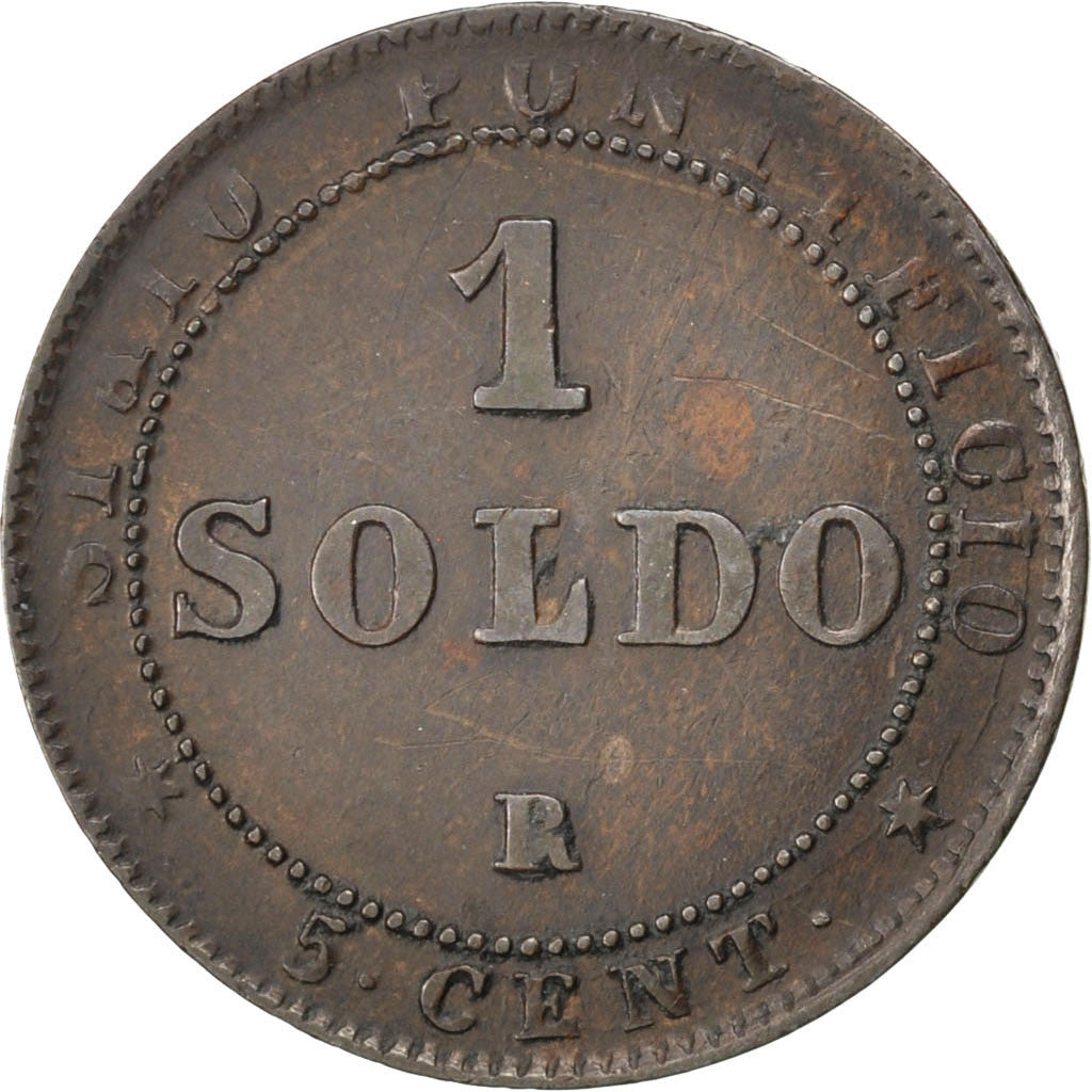 États italiens, PAPAL STATES, Pius IX, Soldo, 5 Centesimi, 1867, Rome, Cuivre