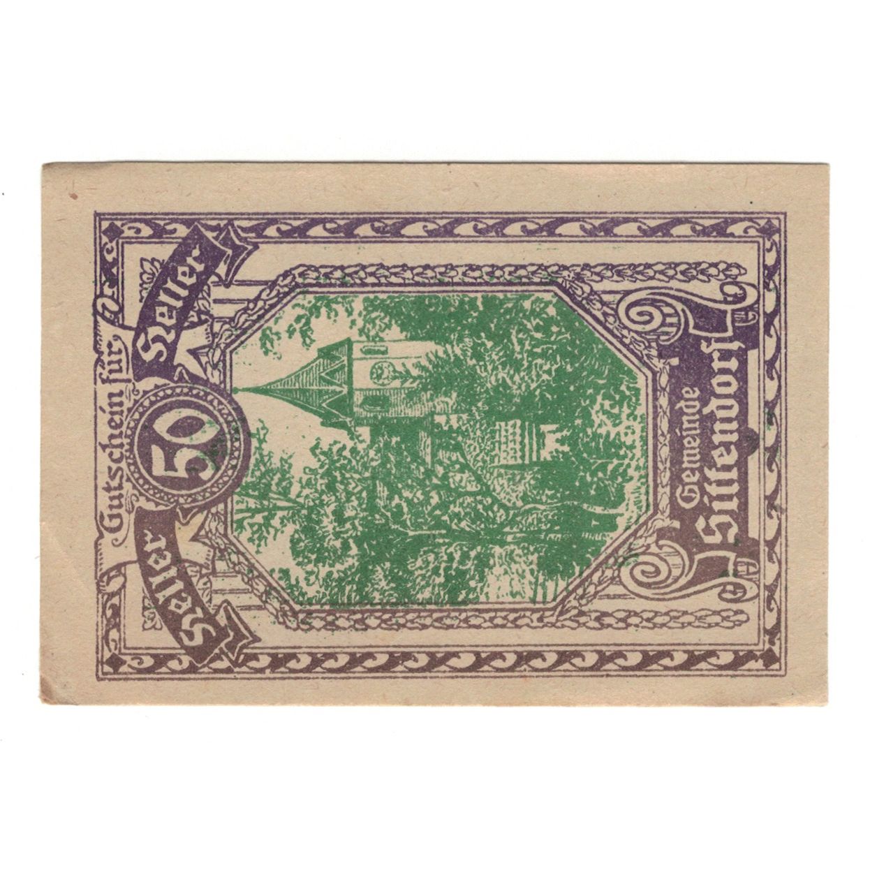 Banconote, Austria, Sittendorf N.Ö. Gemeinde, 50 Heller, Texte 2, SPL-, Mehl:FS