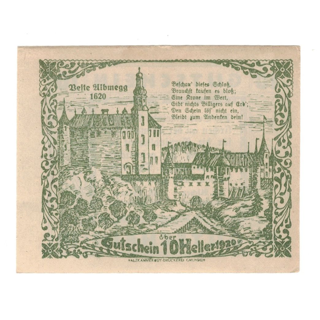 Billete, Austria, Steinerkirchen An Der Traun Ortsgemeinde, 10 Heller, Texte