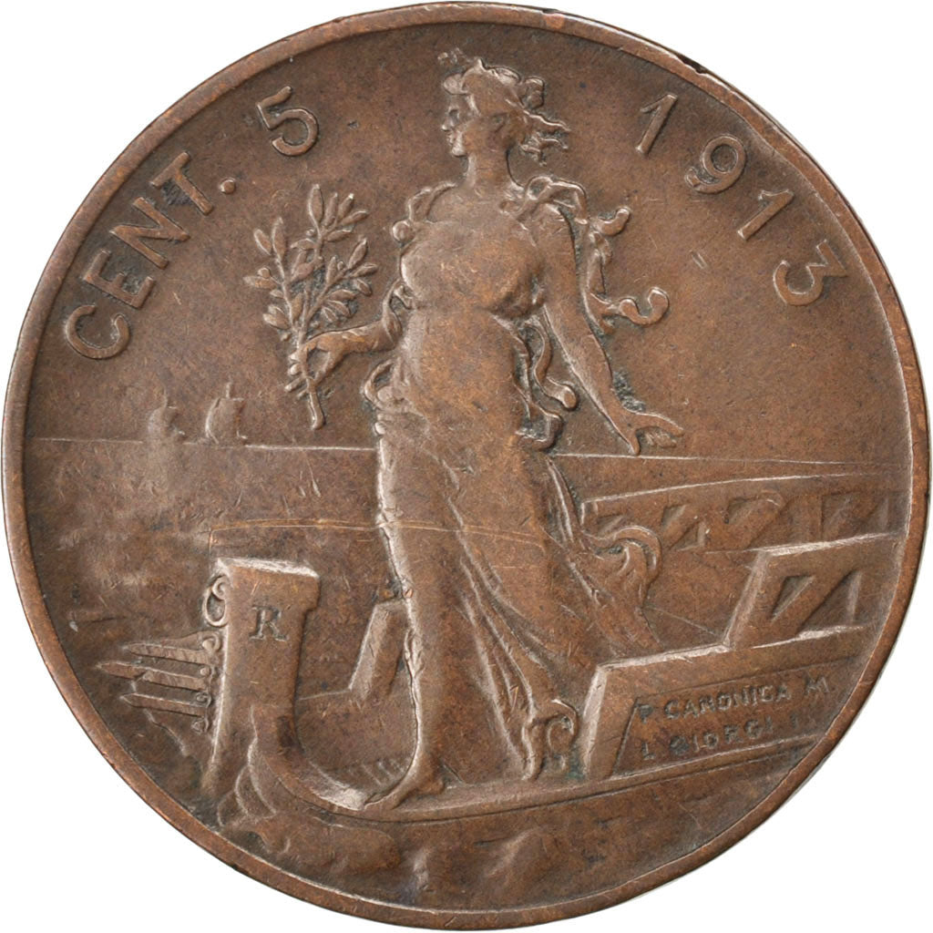 Italy, Vittorio Emanuele III, 5 Centesimi, 1913, Rome, Bronze, EF(40-45), KM:42