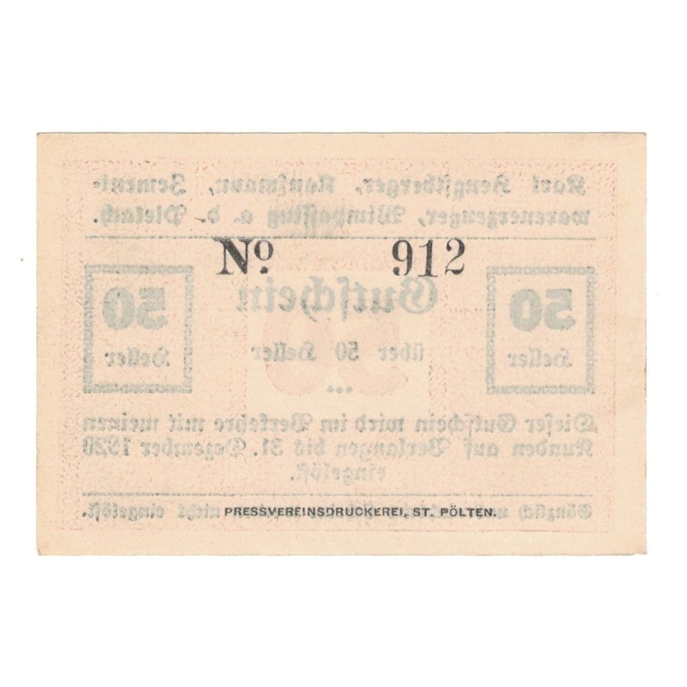 Banconote, Austria, Wimpassing An Der Pielach, PRV, Karl Hengstberger, 50