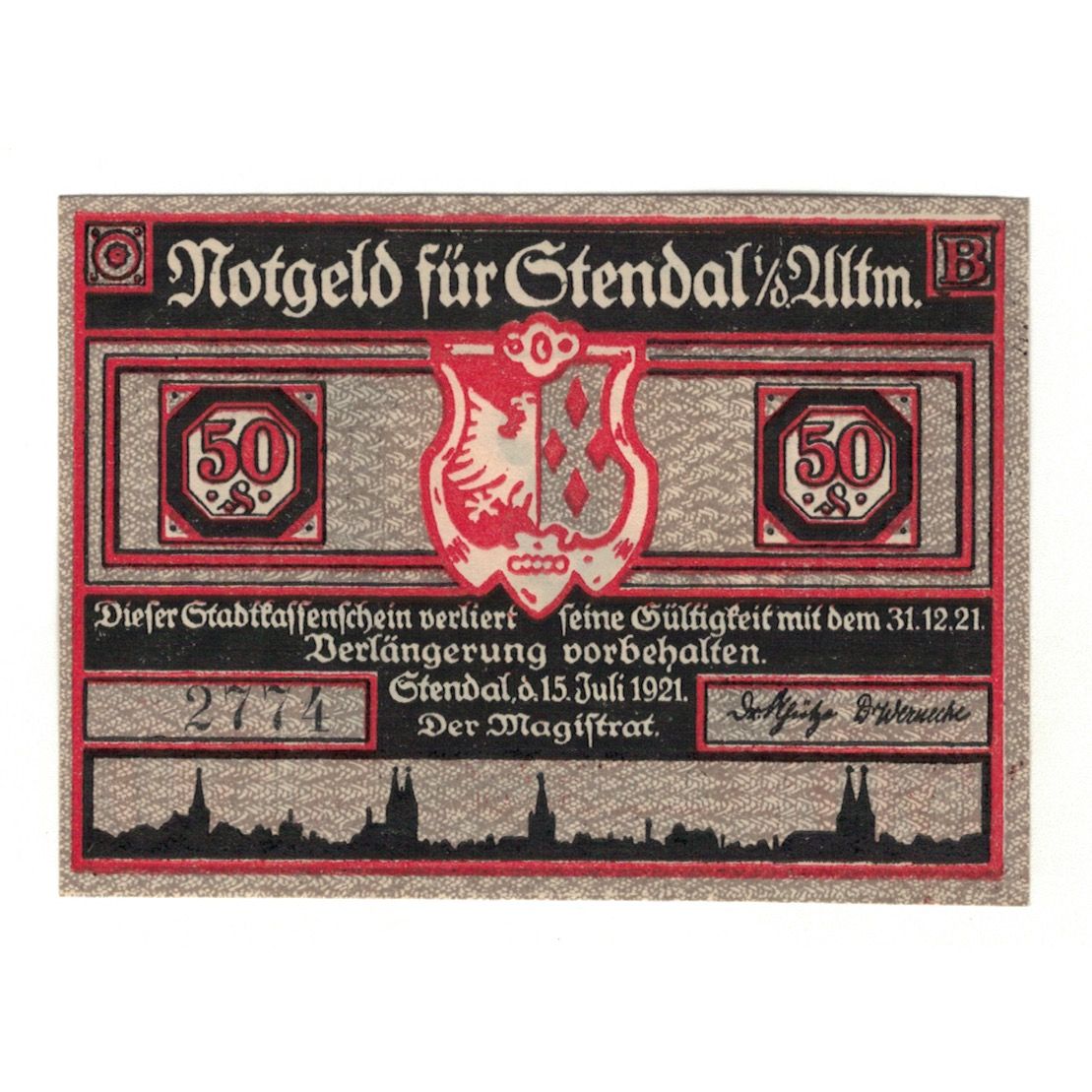 Banknote, Germany, Stendal Stadt, 50 Pfennig, personnage 1, 1921, 1921-07-15