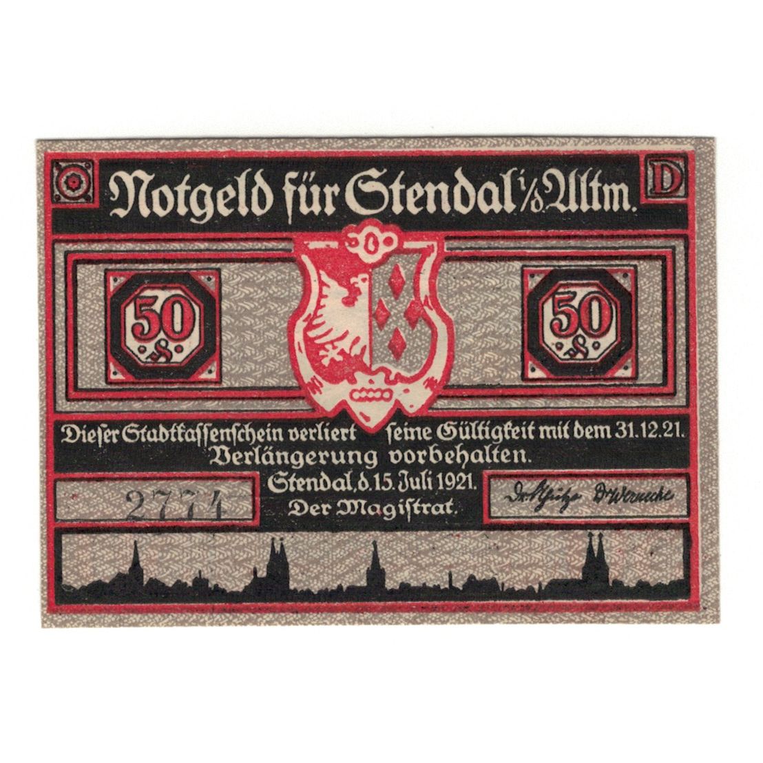 Banknote, Germany, Stendal Stadt, 50 Pfennig, personnage 3, 1921, 1921-07-15