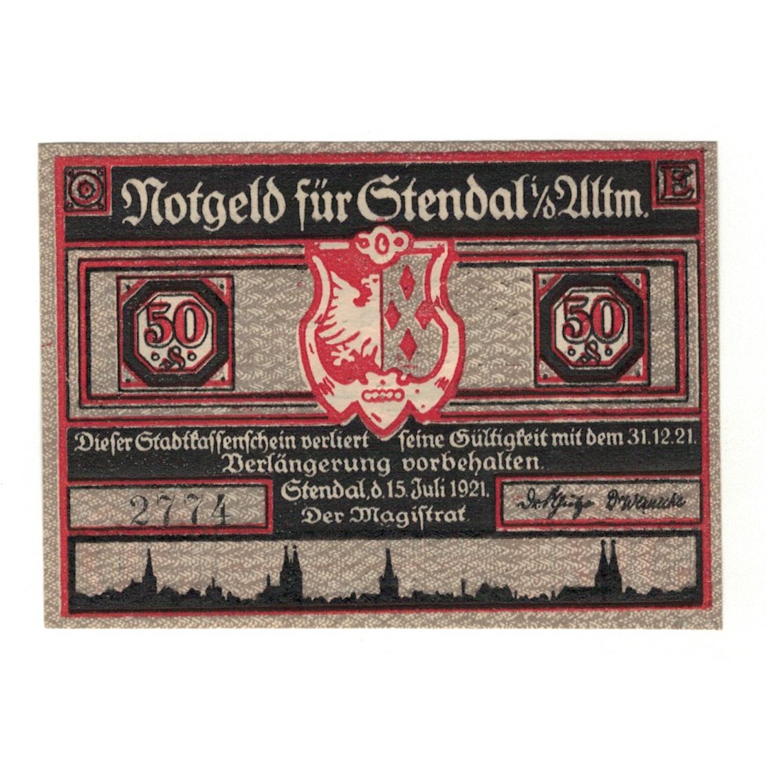 Banknote, Germany, Stendal Stadt, 50 Pfennig, personnage 4, 1921, 1921-07-15