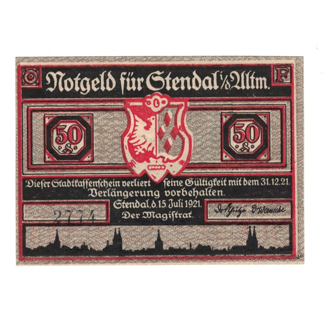 Banknote, Germany, Stendal Stadt, 50 Pfennig, personnage 5, 1921, 1921-07-15