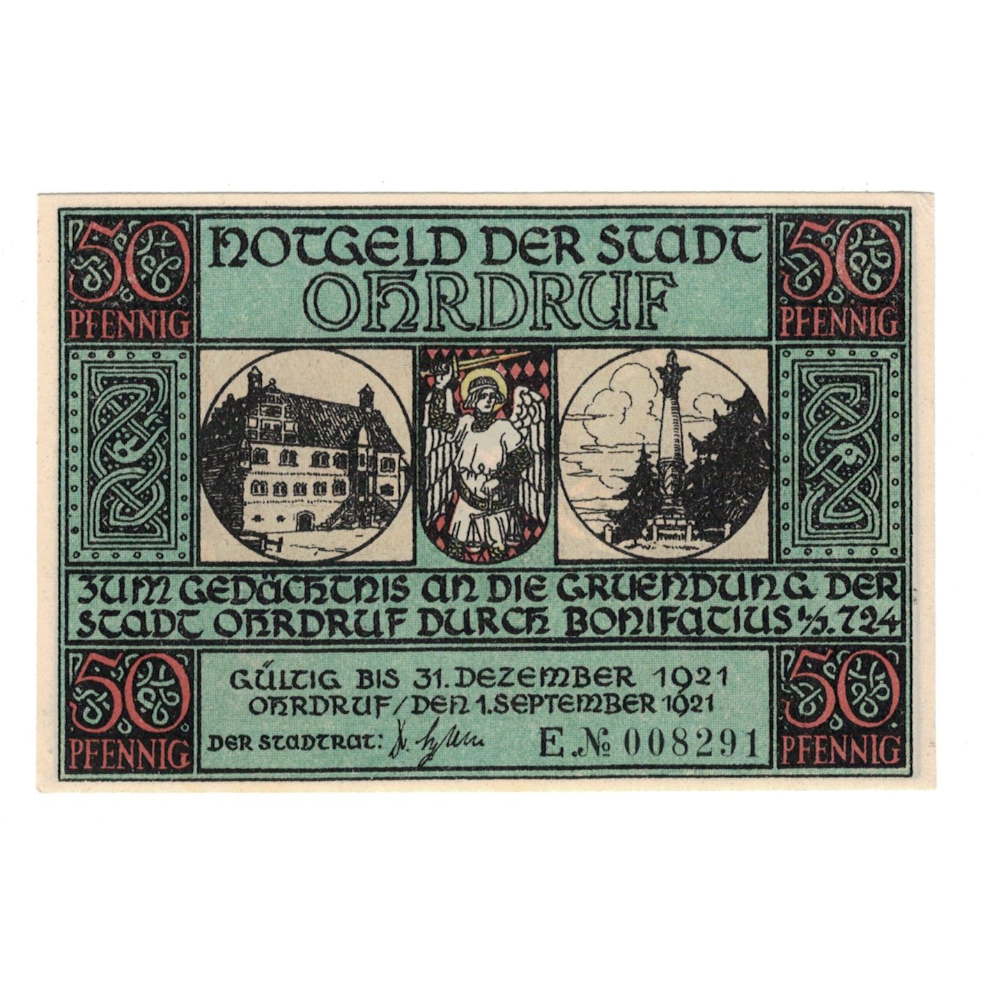 Banknote, Germany, Ohrdruf Stadt, 50 Pfennig, personnage 2, 1921, 1921-12-31