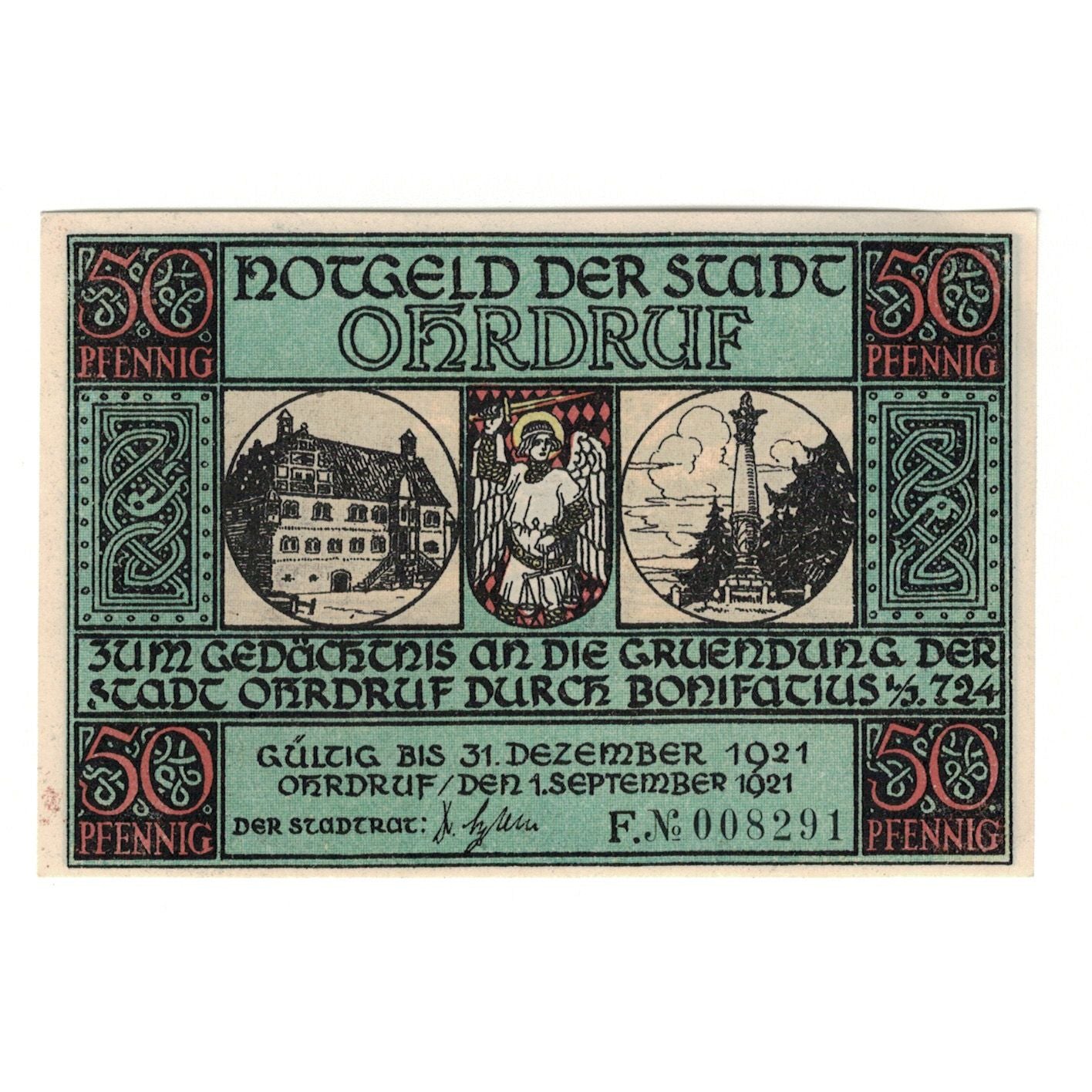 Banknote, Germany, Ohrdruf Stadt, 50 Pfennig, personnage 3, 1921, 1921-12-31