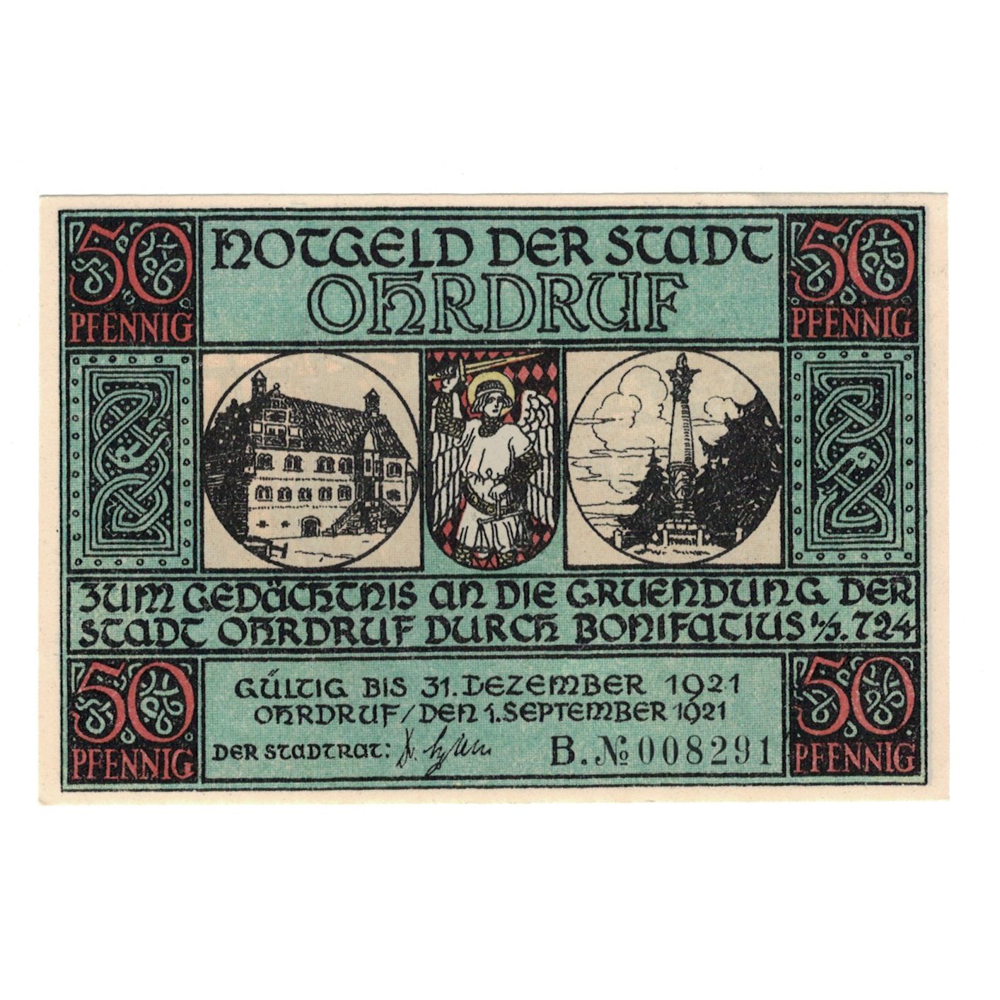 Banconote, Germania, Ohrdruf Stadt, 50 Pfennig, personnage 5, 1921, 1921-12-31