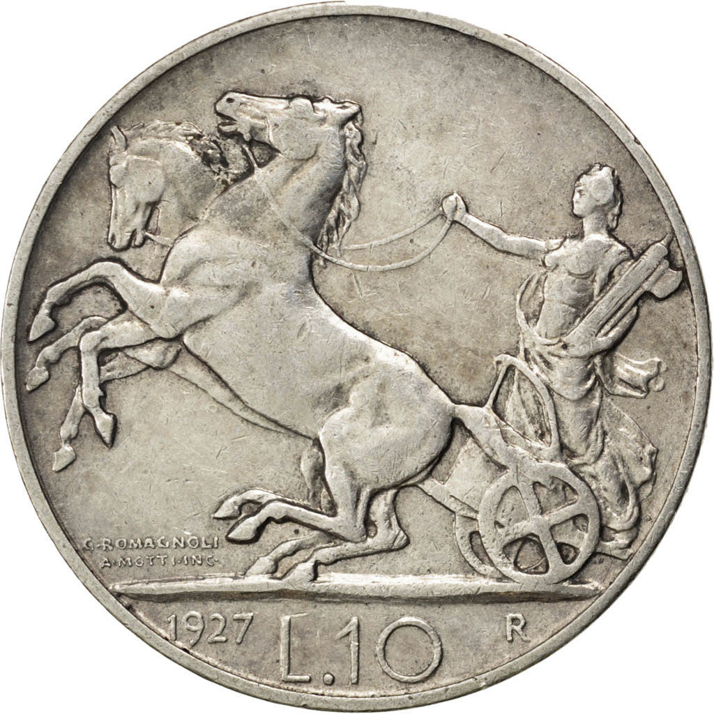 Italie, Vittorio Emanuele III, 10 Lire, 1927, Rome, Argent, TTB+, KM:68.2