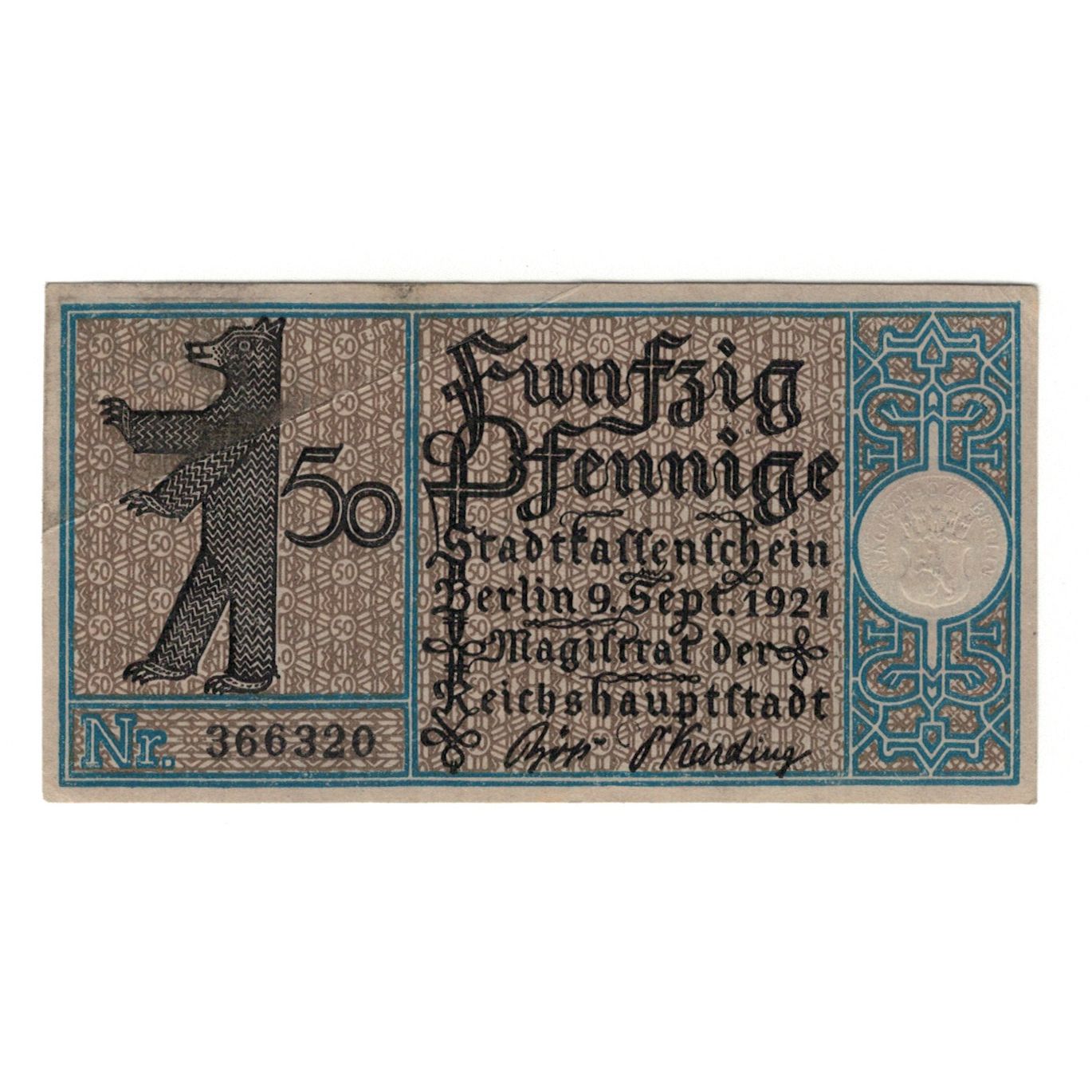 Banknote, Germany, Berlin Stadt, 50 Pfennig, Bateaux, 1921, 1921-09-09