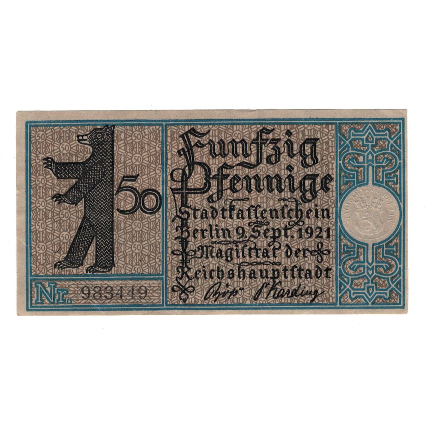 Banknote, Germany, Berlin Stadt, 50 Pfennig, Vaches, 1921, 1921-09-09