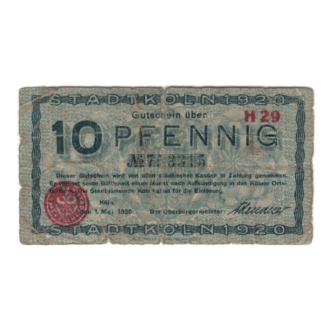 Banknote, Germany, Köln Stadt, 10 Pfennig, Batiment, 1917, 1917-03-29
