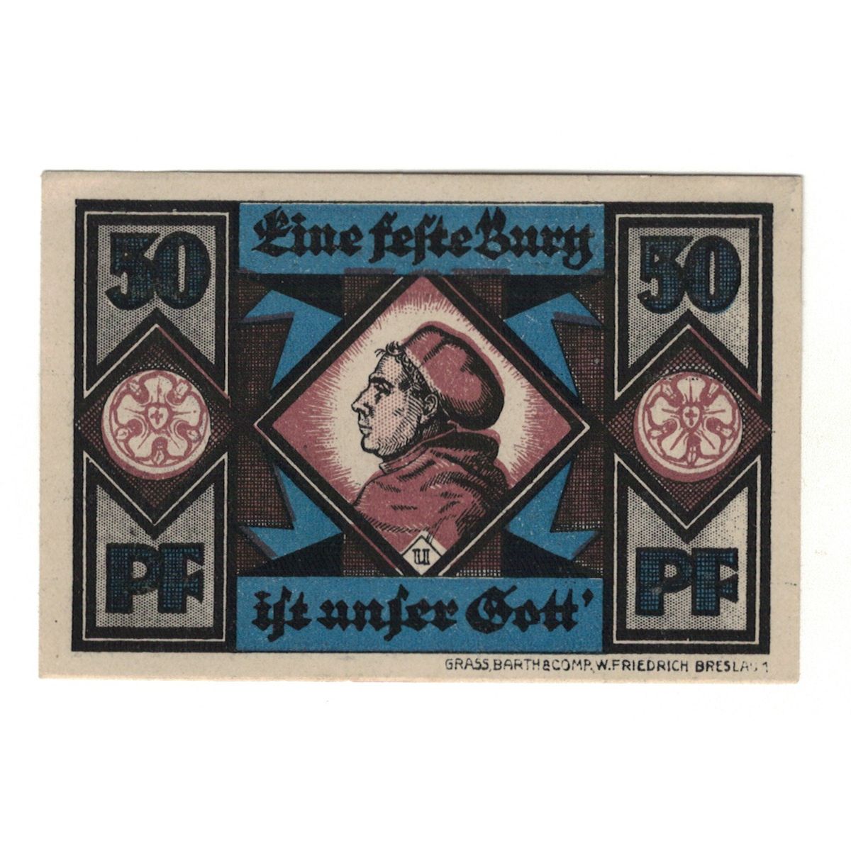 Banknote, Germany, Breslau Evangelisch Kirchlicher Arbeitsausschuß, 50 Pfennig