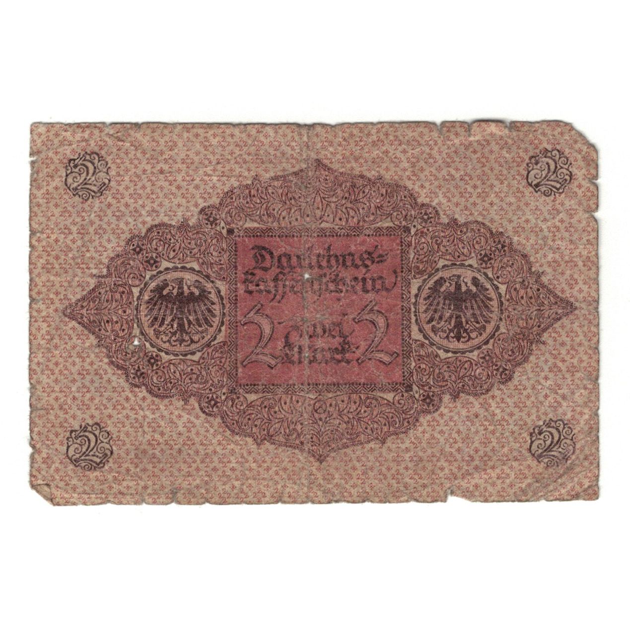 Banknote, Germany, Darlehnskassenschein (State Loan Currency Note), 2 Mark