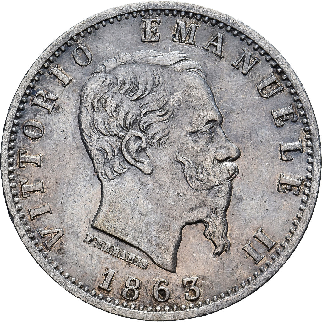 Italia, Vittorio Emanuele II, 20 Centesimi, 1863, Milan, Argento, BB+, KM:13.1