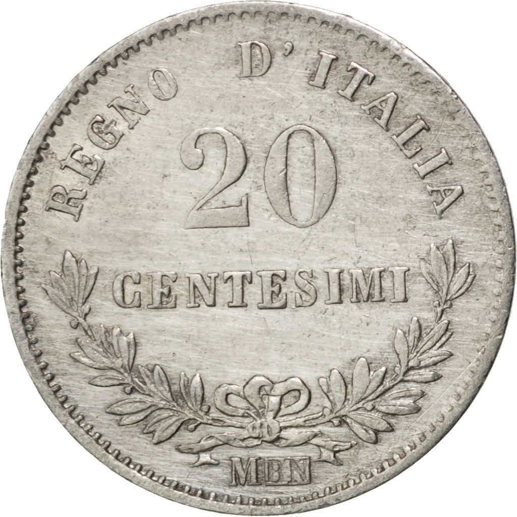 Italien, Vittorio Emanuele II, 20 Centesimi, 1863, Milan, Silber, SS+, KM:13.1