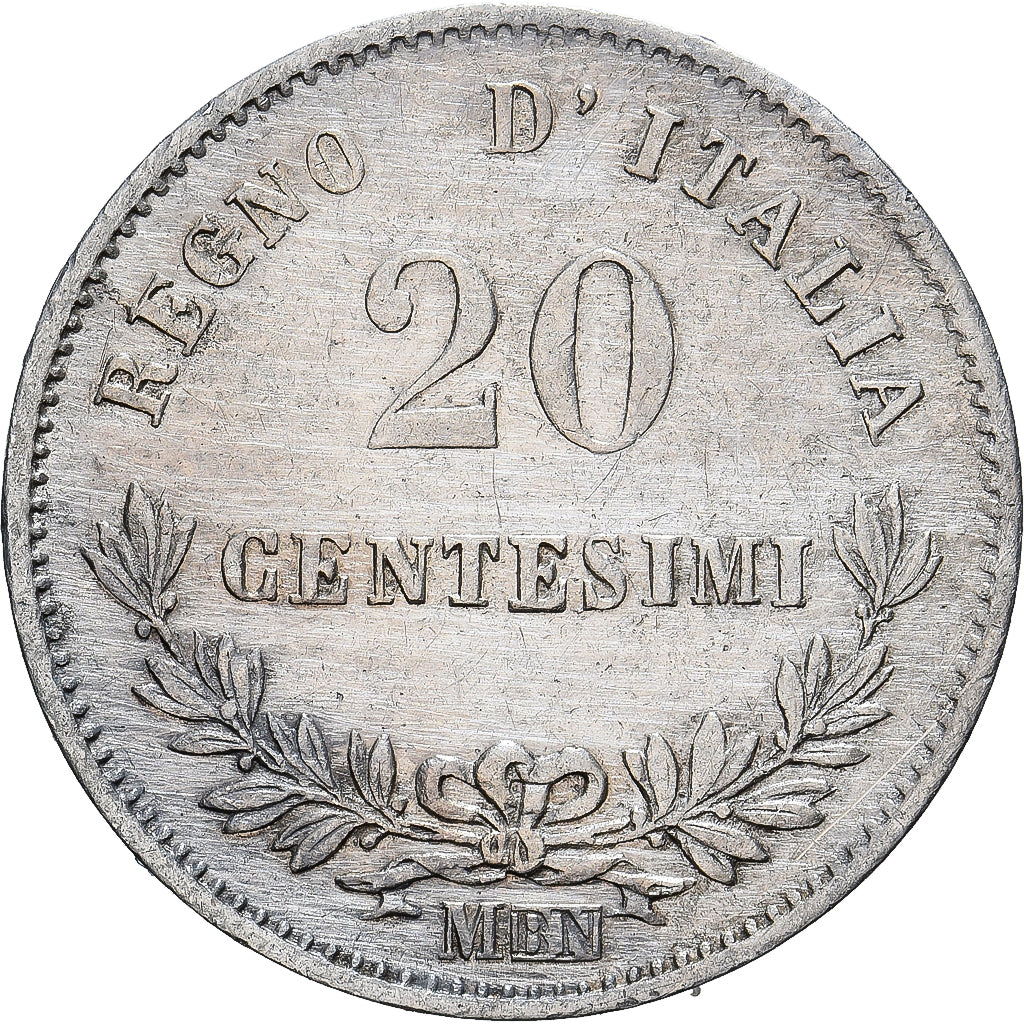 Italia, Vittorio Emanuele II, 20 Centesimi, 1863, Milan, Argento, BB+, KM:13.1