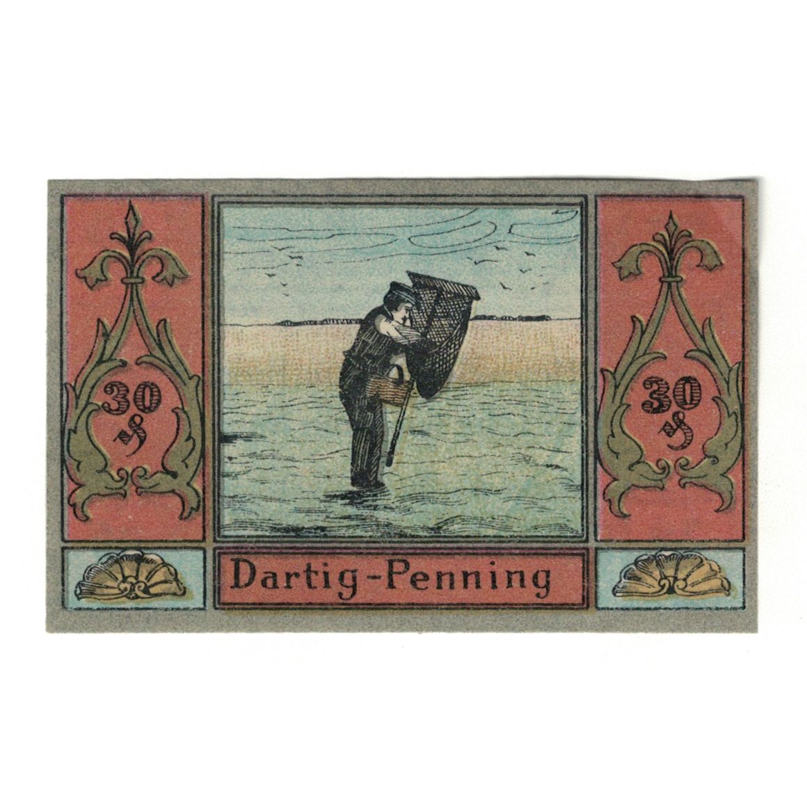 Banknote, Germany, Langeness-Nordmarsch Hallig, 30 Pfennig, pêcheur, 1921