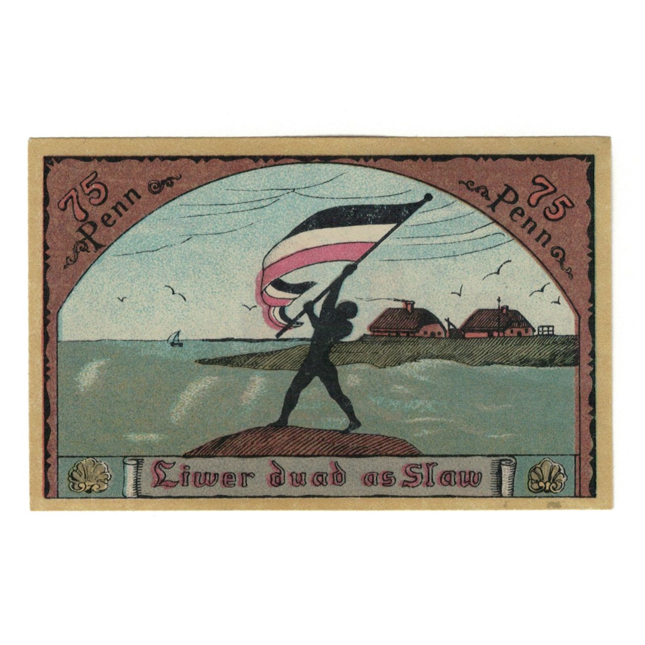 Banknote, Germany, Langeness-Nordmarsch Hallig, 75 Pfennig, personnage, 1921