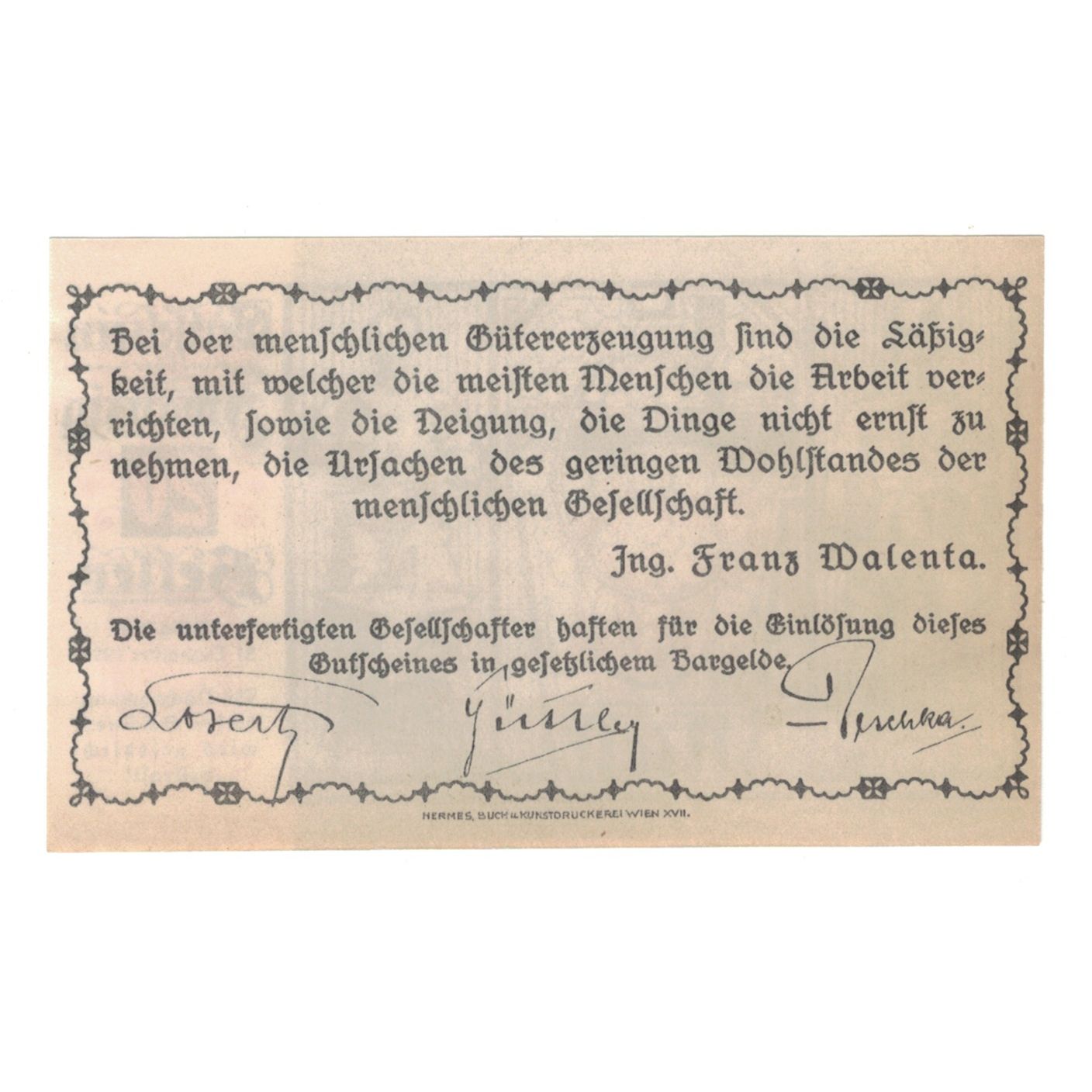 Banconote, Austria, Melk, Prv. Präzisions-Bolzen-G.M.B.H, 20 Heller, Texte