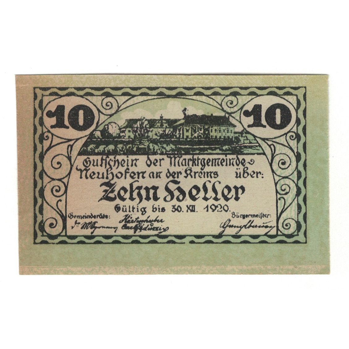 Banconote, Austria, Neuhofen an der Krems O.Ö. Marktgemeinde, 10 Heller