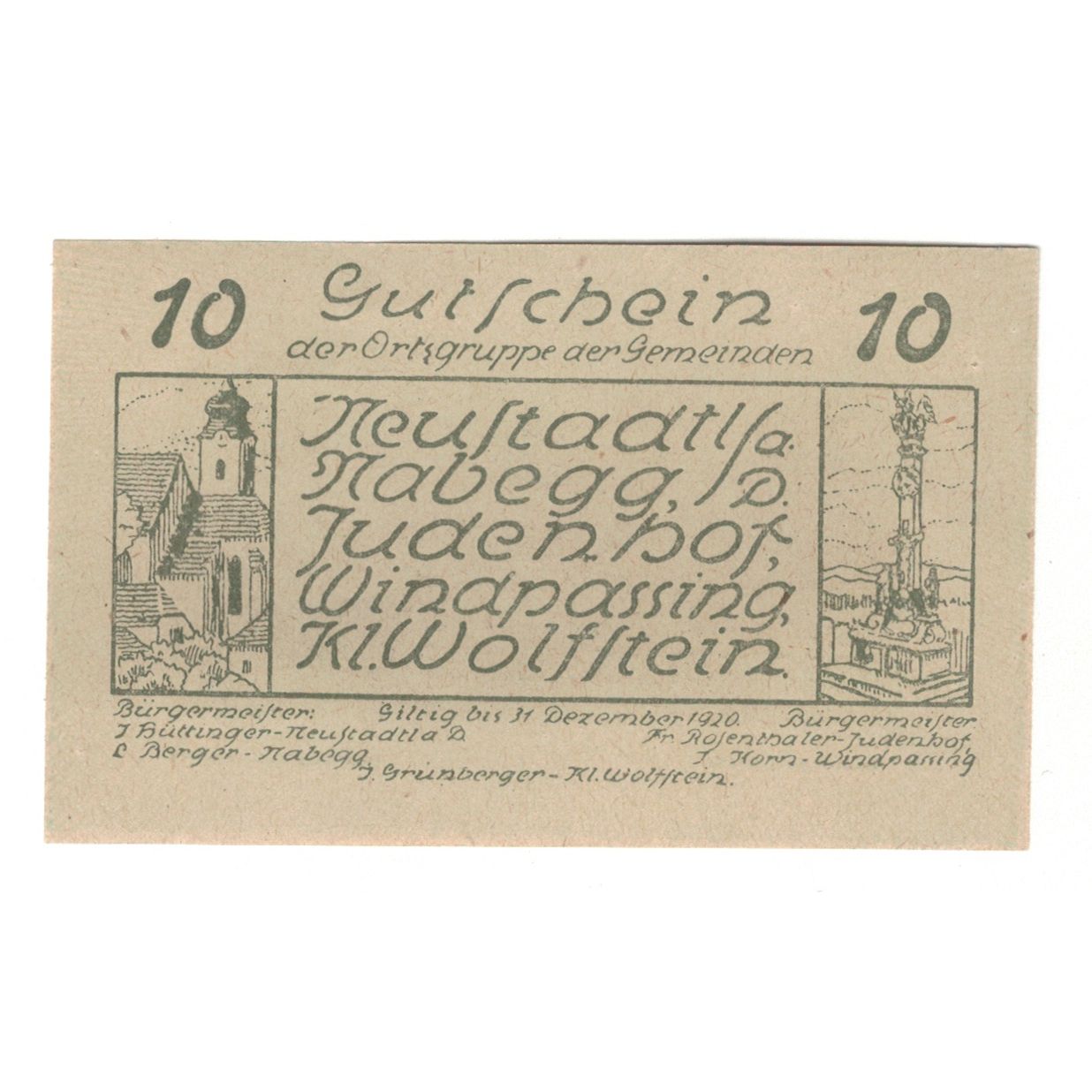 Banconote, Austria, Neustadtl A/D, Nabegg, Judenhof, Windpassing, Kl. Wolfstein