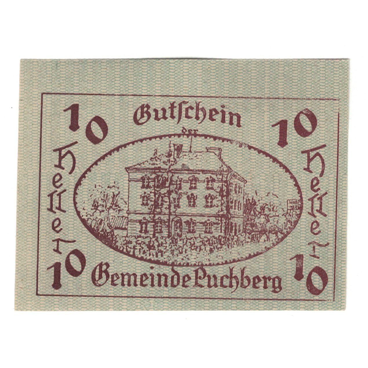 Banconote, Austria, Puchberg bei Wels O.Ö. Gemeinde, 10 Heller, Texte, 1921