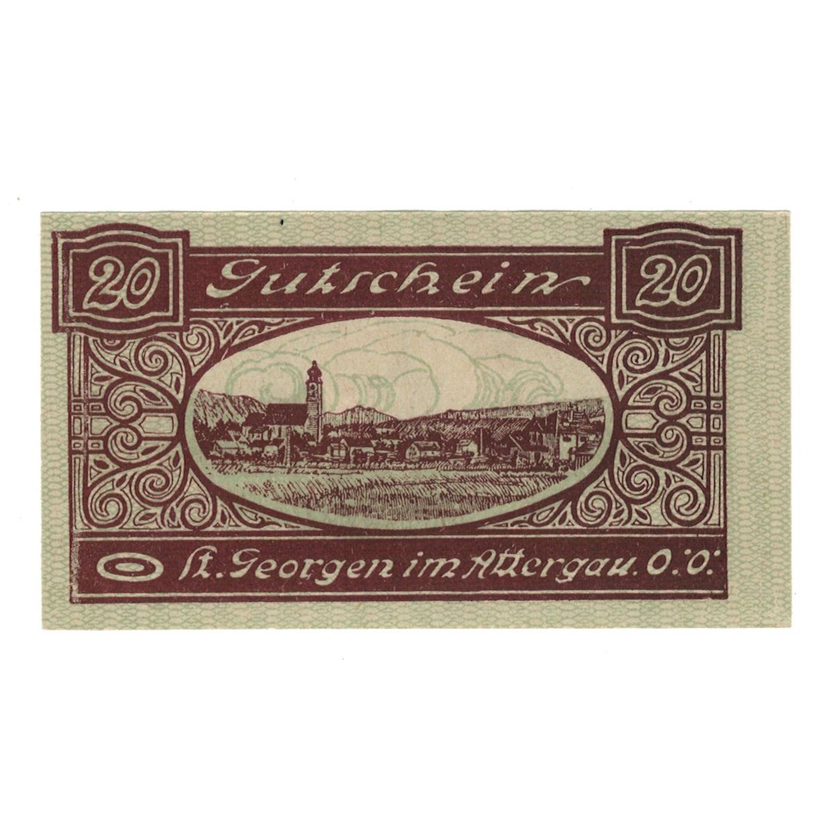 Banconote, Austria, St. Georgen im Attergau O.Ö. Marktgemeinde, 20 Heller