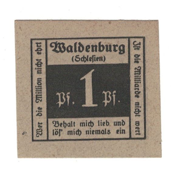 Billet, Allemagne, Waldenburg Stadt, 1 Pfennig, valeur faciale, undated (1920)