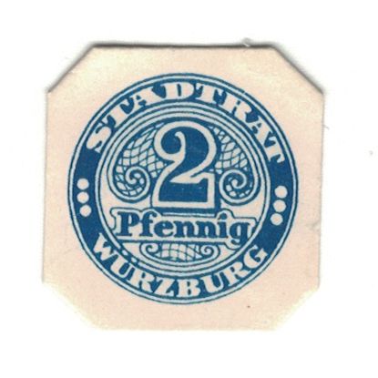 Geldschein, Deutschland, Würzburg Stadt, 2 Pfennig, valeur faciale, undated