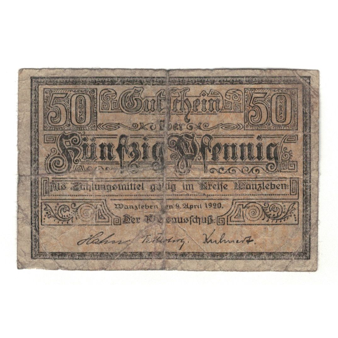 Banknote, Germany, Wanzleben Kreis, 50 Pfennig, Paysage Industriel, 1920