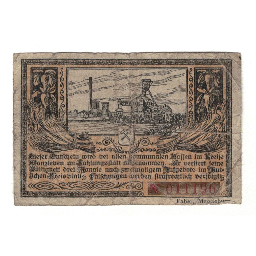 Banknote, Germany, Wanzleben Kreis, 50 Pfennig, Paysage Industriel, 1920