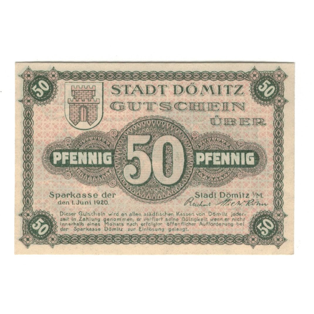 Banknote, Germany, Dömitz Sparkasse der Stadt, 50 Pfennig, Batiment, 1921