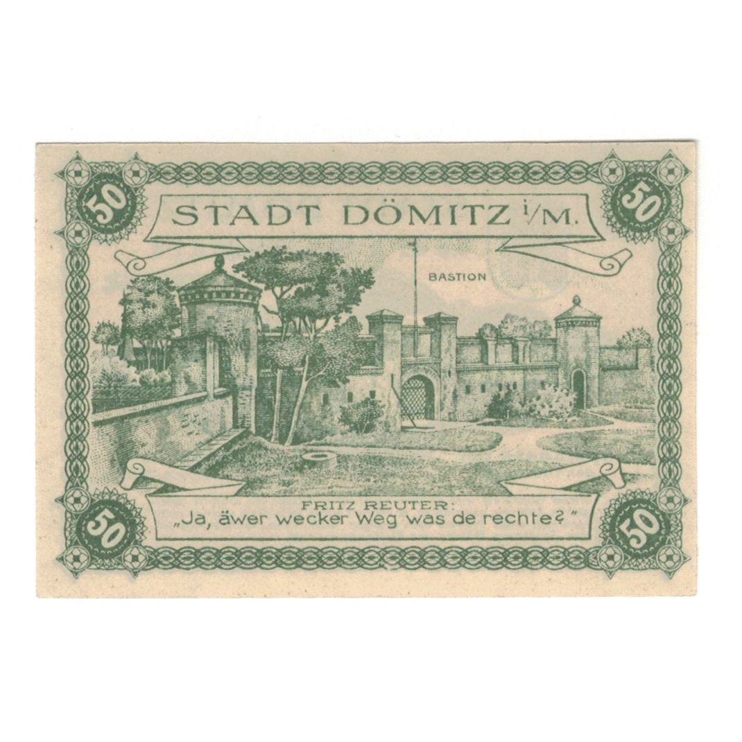 Banknote, Germany, Dömitz Sparkasse der Stadt, 50 Pfennig, Batiment, 1921