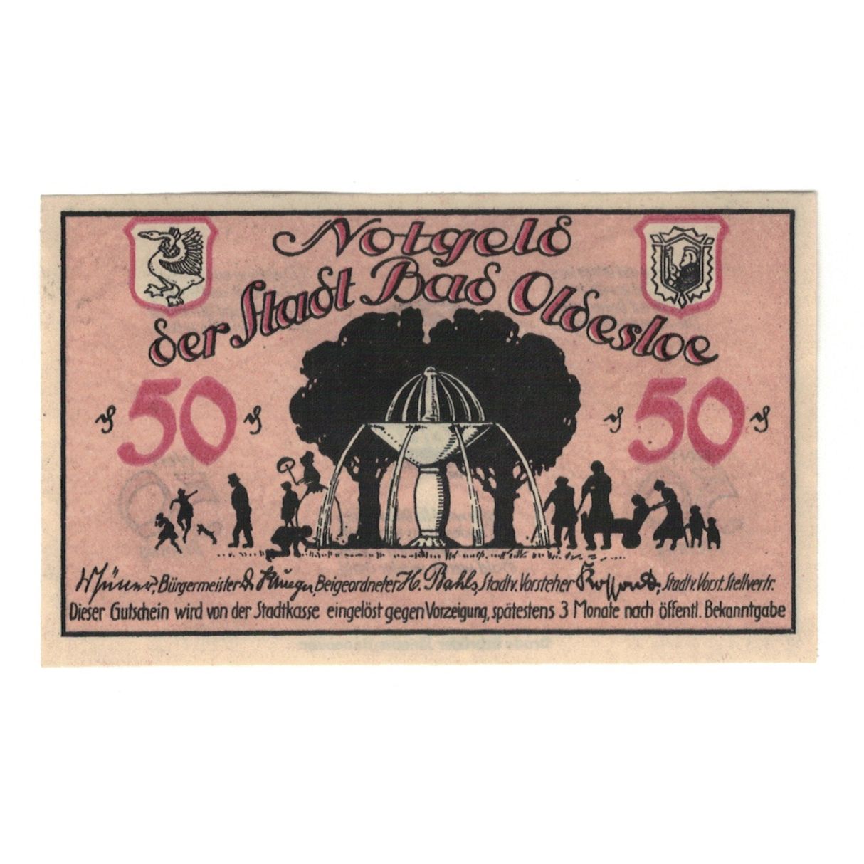 Billet, Allemagne, Oldesloe, Bad Stadt, 50 Pfennig, valeur faciale, Undated