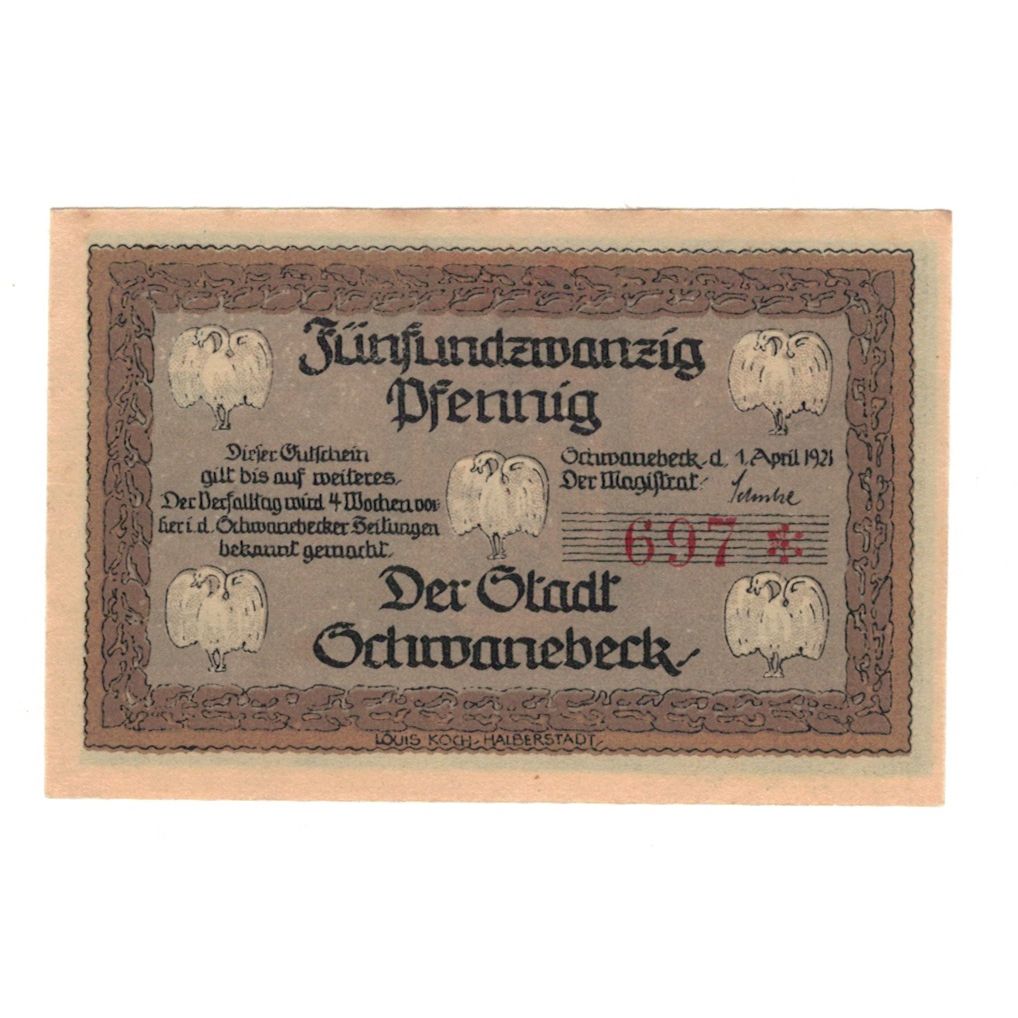 Banknote, Germany, Schwanebeck Stadt, 25 Pfennig, Batiment, 1921, 1921-04-01