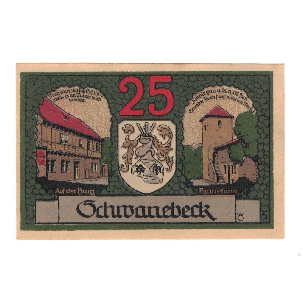 Banknote, Germany, Schwanebeck Stadt, 25 Pfennig, Batiment, 1921, 1921-04-01