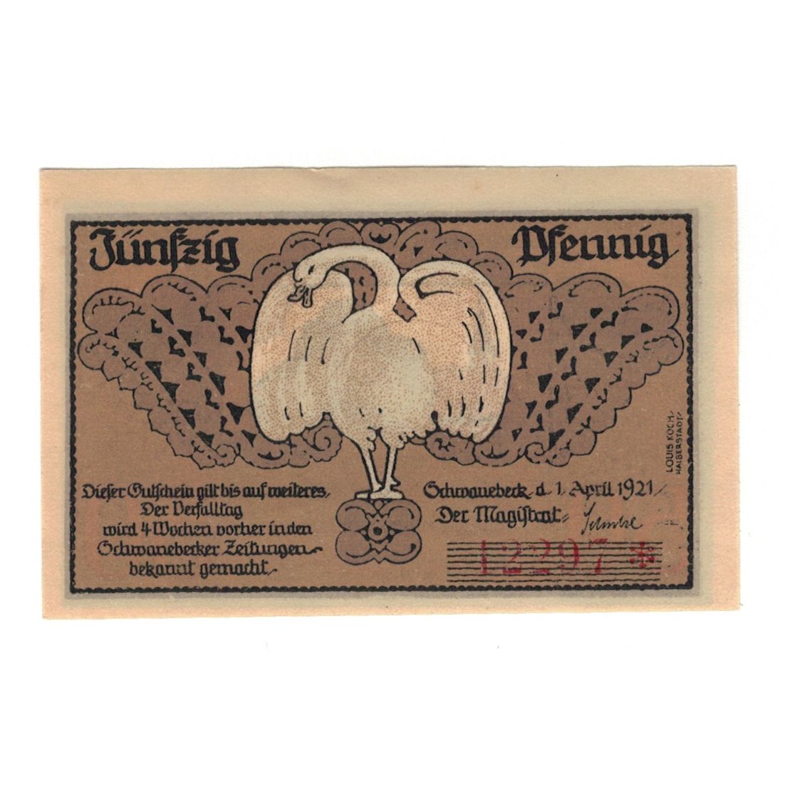 Banknote, Germany, Schwanebeck Stadt, 50 Pfennig, Eglise, 1921, 1921-04-01
