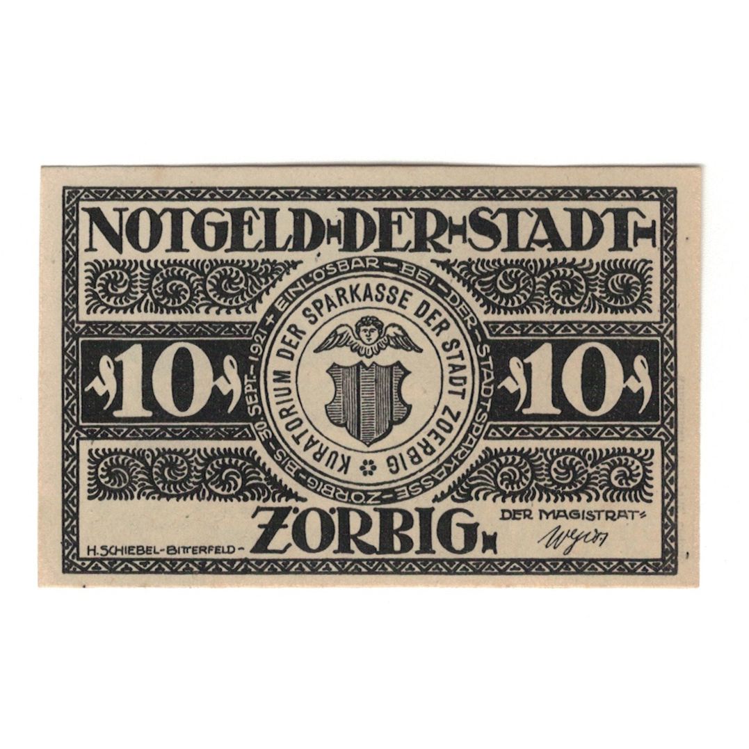 Banconote, Germania, Zörbig Stadt, 10 Pfennig, Eglise, 1921, 1921-09-30, SPL-