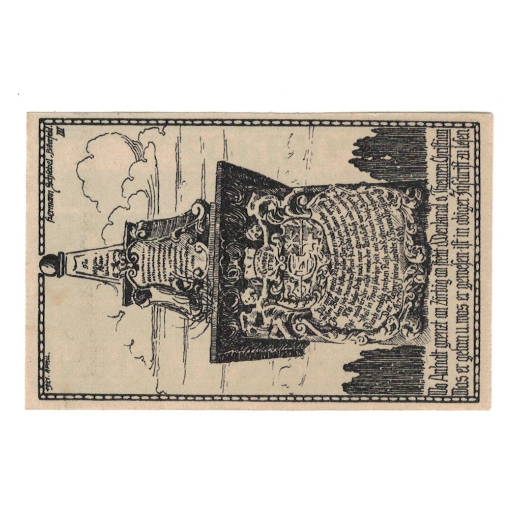 Banknote, Germany, Zörbig Stadt, 10 Pfennig, Monument, 1921, 1921-09-30