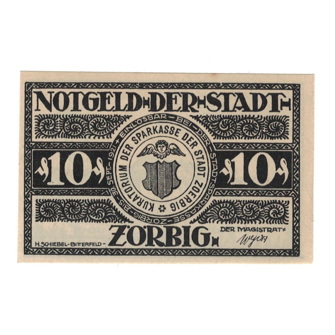 Banconote, Germania, Zörbig Stadt, 10 Pfennig, paysage, 1921, 1921-09-30, SPL-