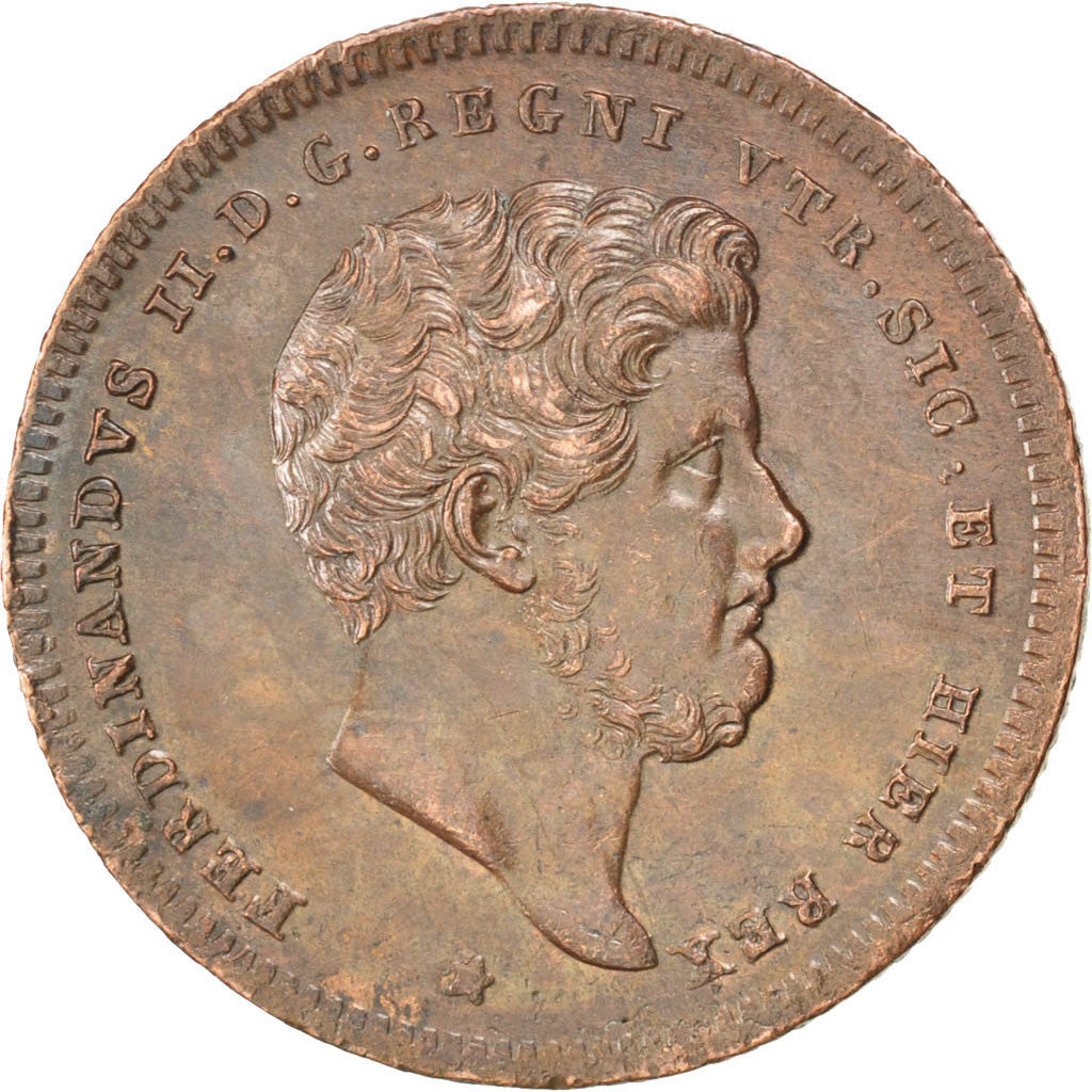 STATI ITALIANI, NAPLES, Ferdinando II, 2 Tornesi, 1839, Rame, SPL-, KM:327