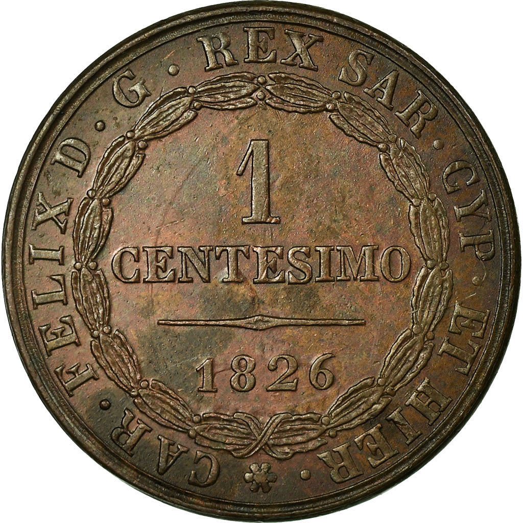 États italiens, SARDINIA, Carlo Felice, Centesimo, 1826, Turin, Cuivre, SPL