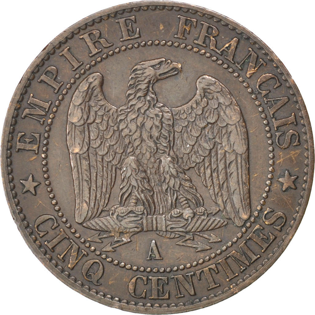 Francia, Napoleon III, 5 Centimes, Napoléon III, 1854, Paris, Bronce, EBC