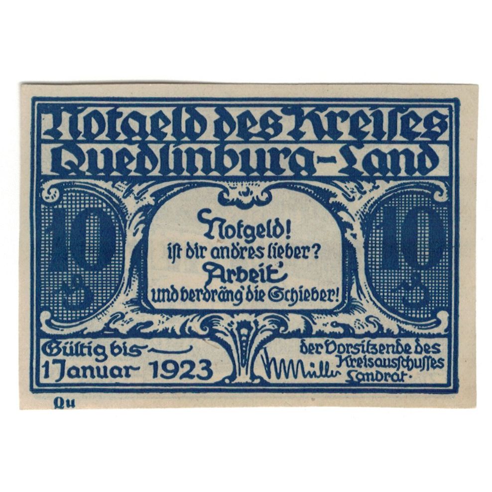 Banknote, Germany, Quedlinburg-Land Kreis, 10 Pfennig, rue, 1923, 1923-01-01