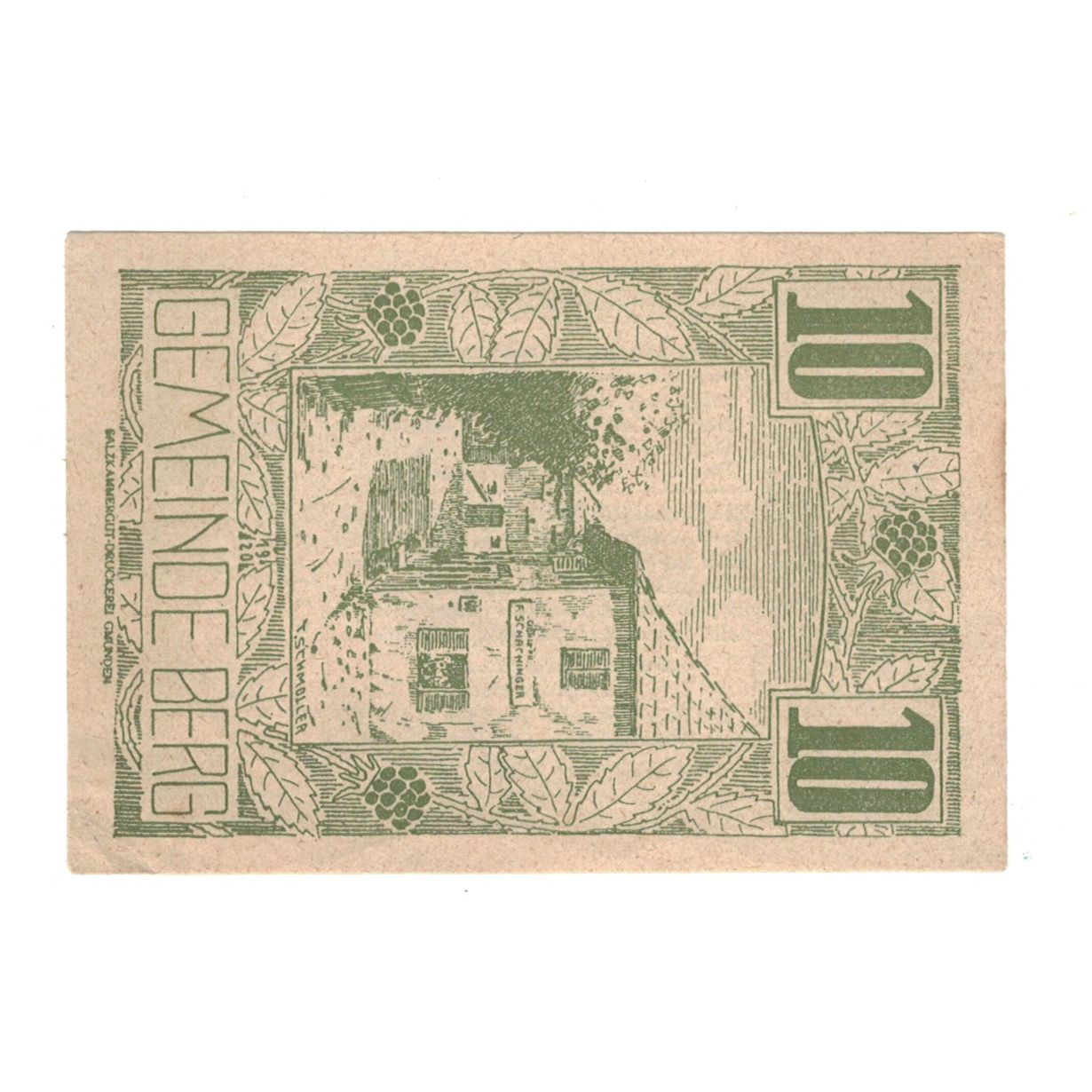 Geldschein, Österreich, Sonnberg O.Ö. Gemeinde, 10 Heller, Texte, 1920