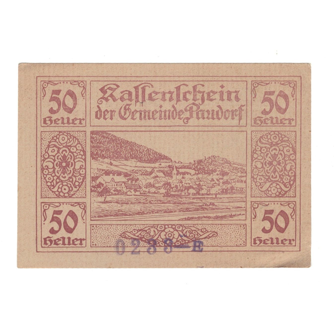 Geldschein, Österreich, Paudorf, Gemeinde, 50 Heller, Texte, 1920, 1920-12-31