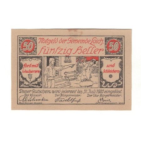 Banknote, Austria, Loich N.Ö. Gemeinde, 50 Heller, texte 1, 1920, 1920-07-31